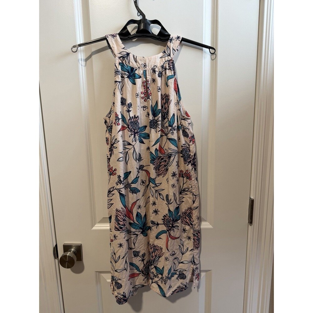 Rachel Ashwell Linen Floral Shift Dress Size S Botanical Cottagecore Sleeveless